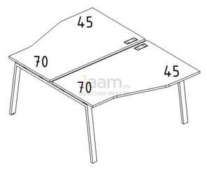 Мебель для персонала Рабочая станция со столами эргономичными "Техно" на металлокаркасе TRE Б3 190 БП